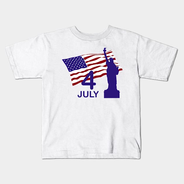 July 4th and statue of Liberty Kids T-Shirt by GreenZebraArt